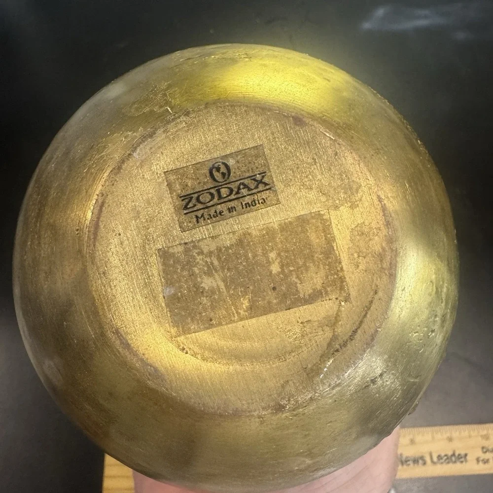Hammered Brass Sphere Vase Pot 5‎ Inch MCM Mid Century Modern